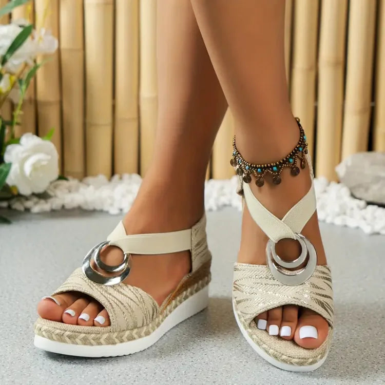 WOMEN'S LEATHER PLATFORM WEDGE ORTHOPEDIC SANDALS