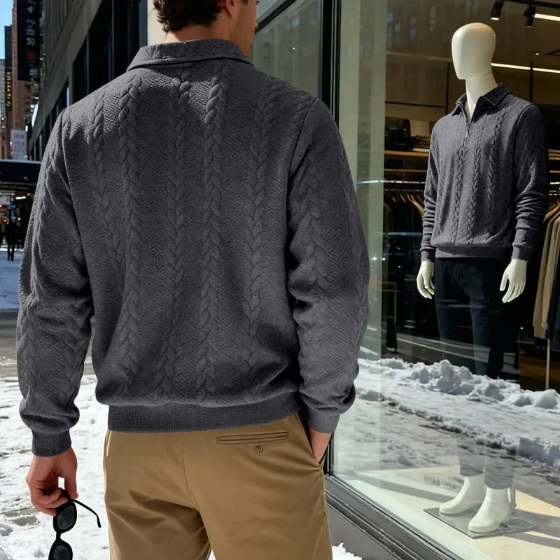 Men’s Zip Cable Knit Sweater