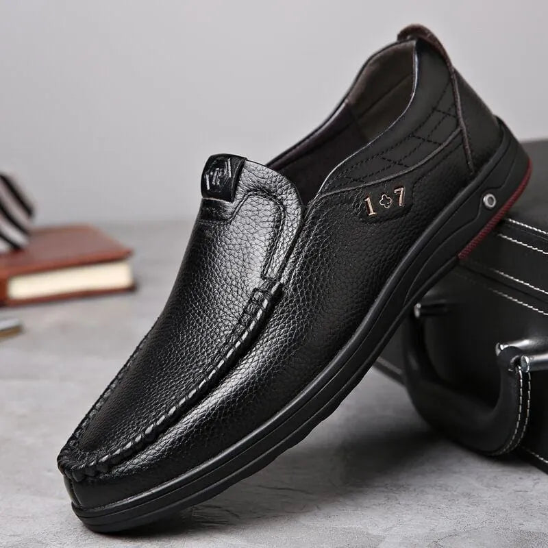 Men’s Leather-Look Slip-On Loafers – Classic Comfort Meets Everyday Elegance