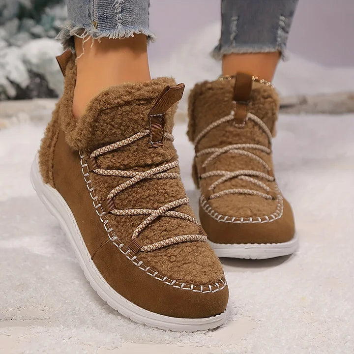 Women’s Fluffy Plush Patchwork Winter Boots