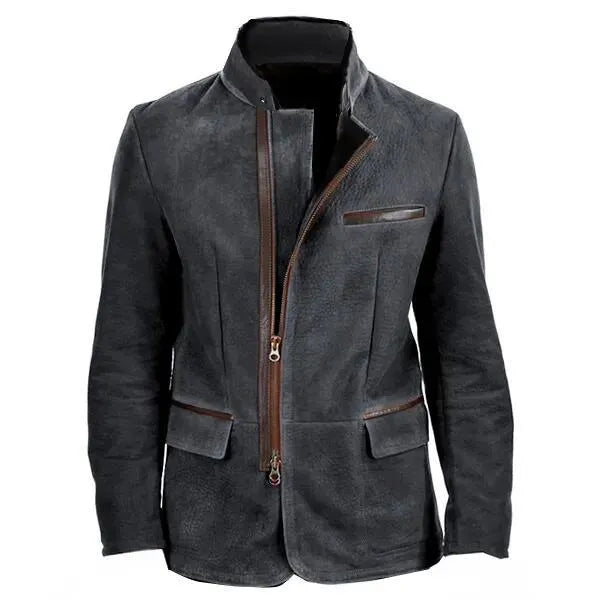 Autumn Winter Men's Solid Colour Zip-Up Jacket