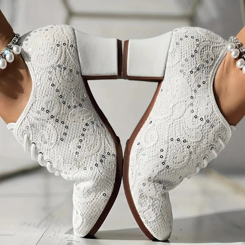 Closed Lace Latin Dance Heels