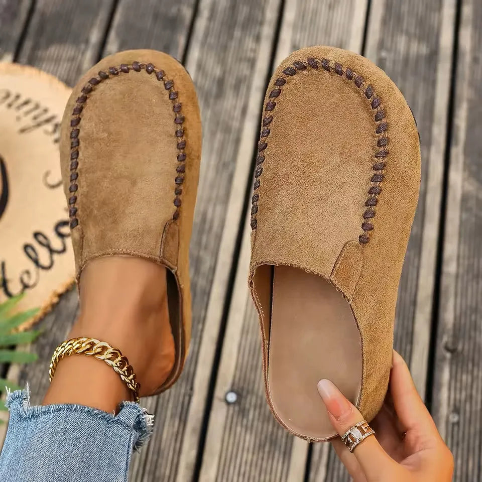 Women’s Vintage Stitch Leather Slip-On Mules