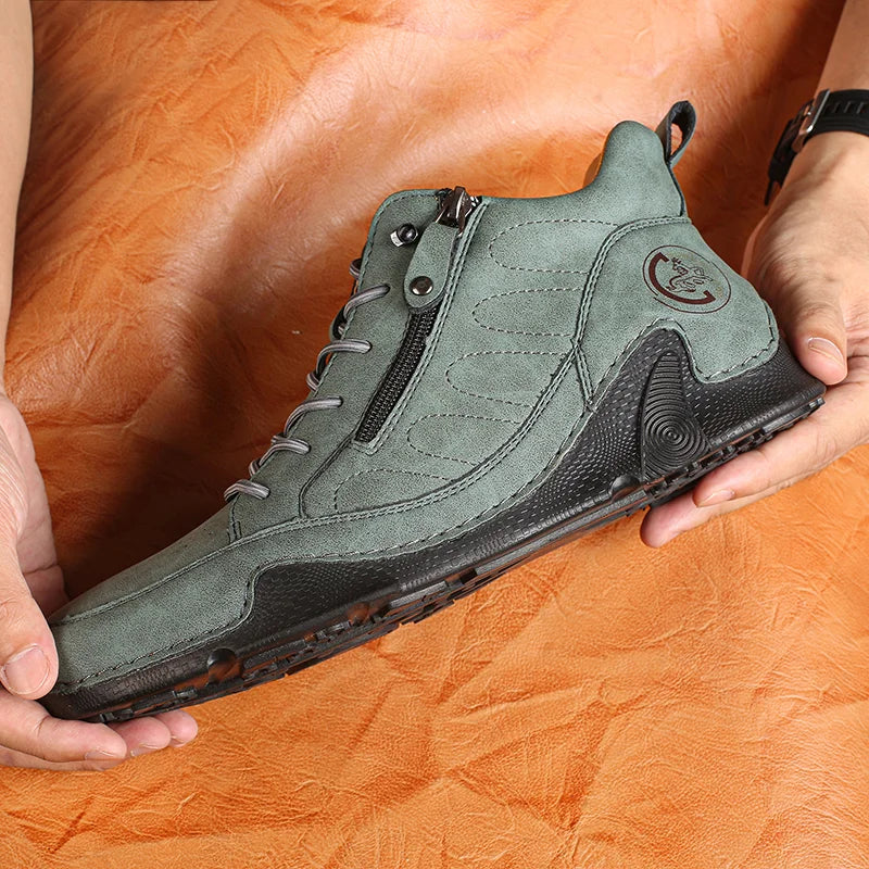 Men’s Wide-Toe Orthotic Waterproof Leather Slip-On Boots