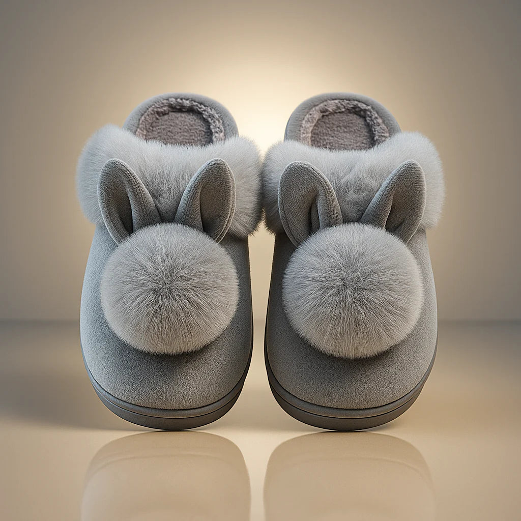 Plush Bunny Ear Slippers