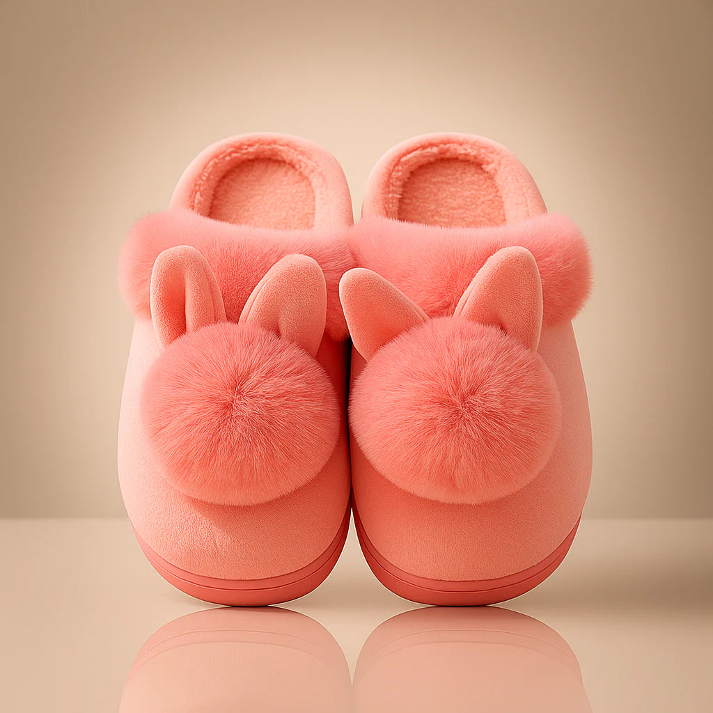 Plush Bunny Ear Slippers