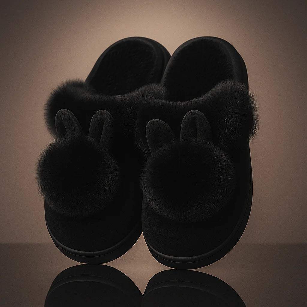 Plush Bunny Ear Slippers