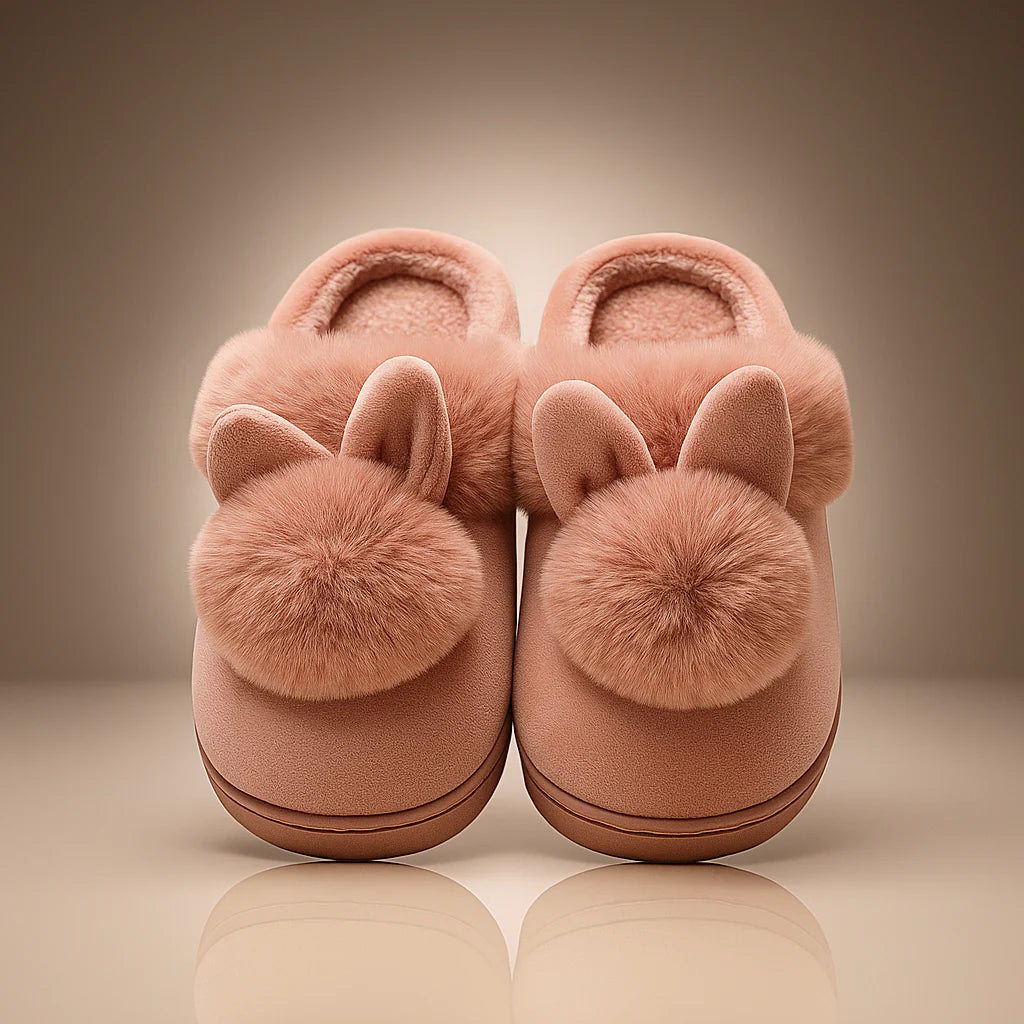 Plush Bunny Ear Slippers