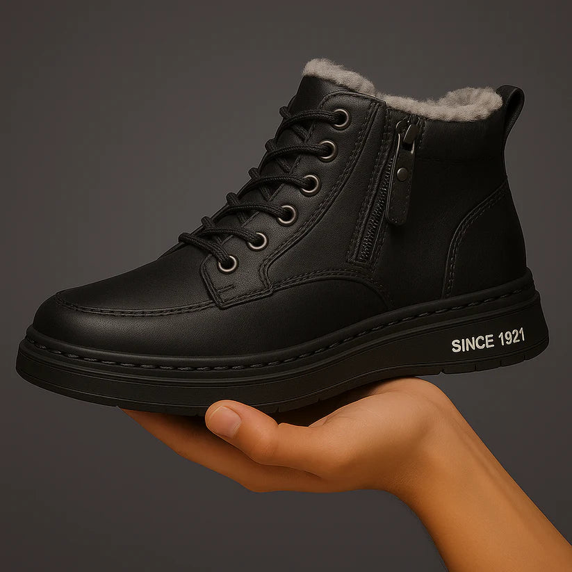 Men’s Fleece-Lined Leather High-Top Trainers