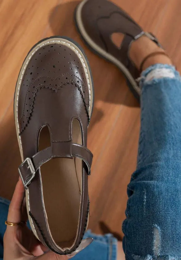 Women’s Retro Brogue Strap Loafers