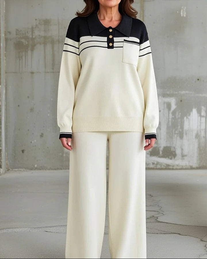 Women’s Contrast Collar Knit Co Ord Set