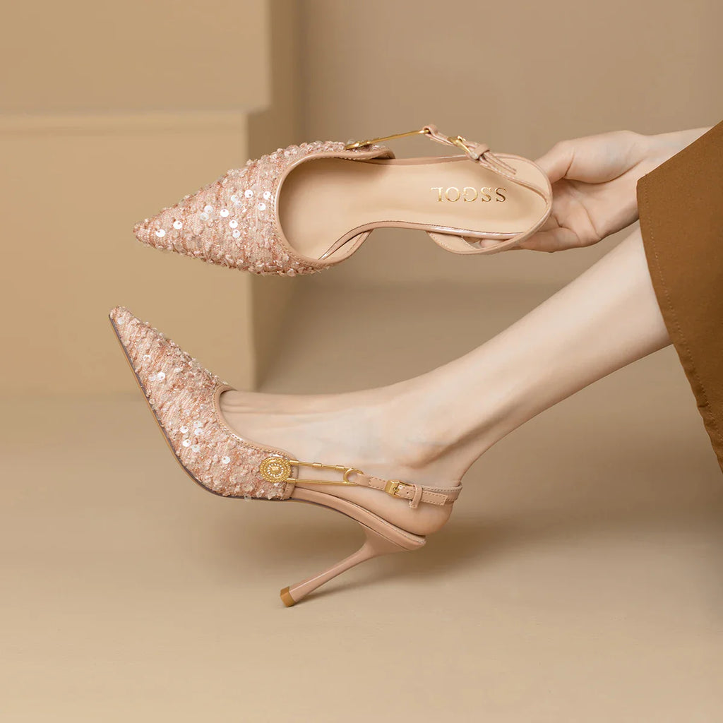 Women’s Sequin Slingback Pointed-Heel Pumps