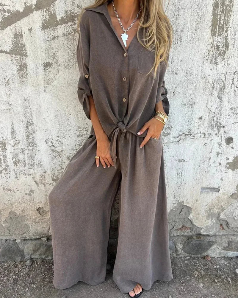 Women’s Effortless Draped Wide-Leg Lounge Set