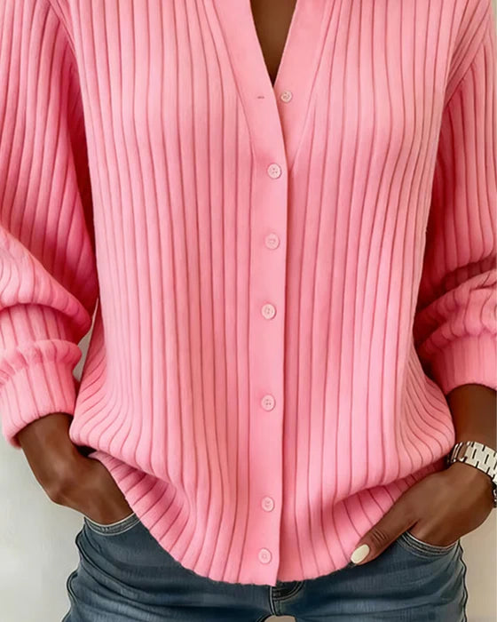 Women's Solid Colour Crew Neck Long Sleeve Sweater