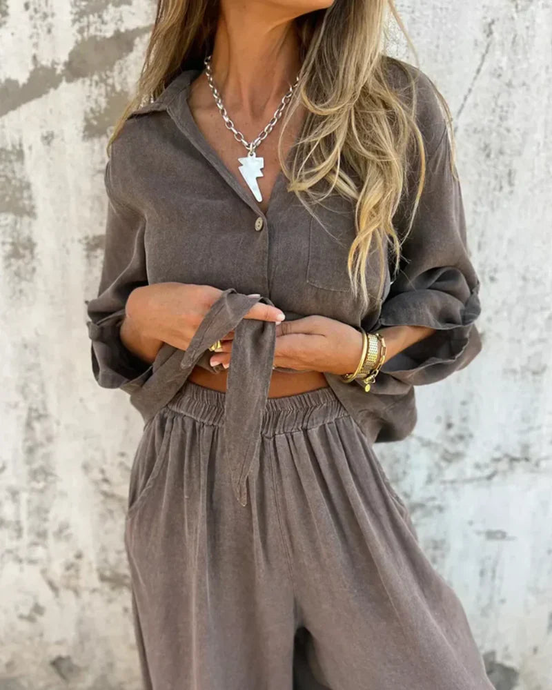 Women’s Effortless Draped Wide-Leg Lounge Set