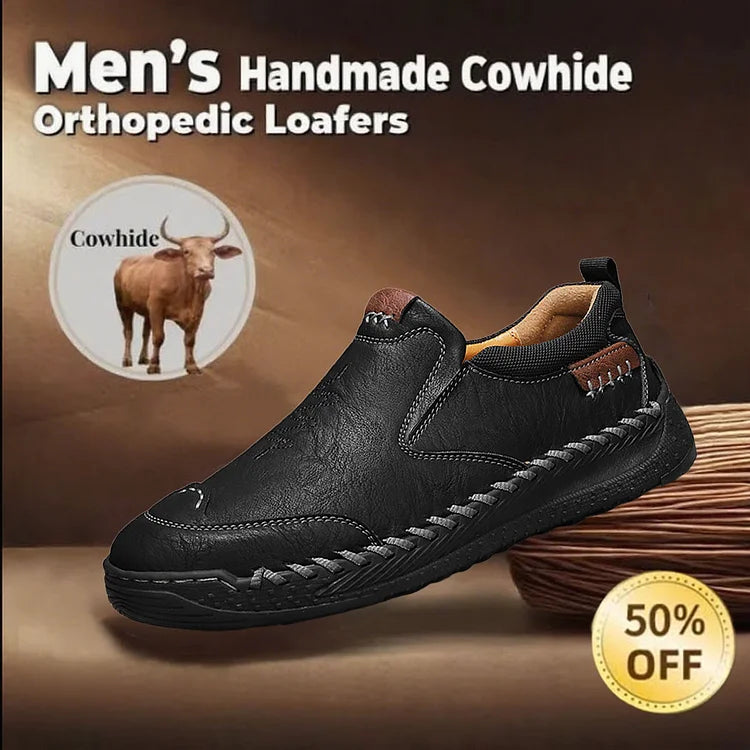 Men’s Genuine Leather Arch Support Slip-On Walking Shoes