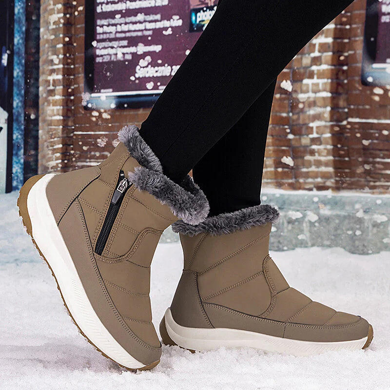 Men’s Fur-Lined Easy-Zip Waterproof Puffer Snow Boots