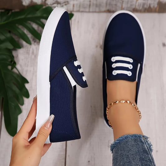 Women's Orthopaedic Canvas Slip-On Trainers - Lightweight & Comfortable