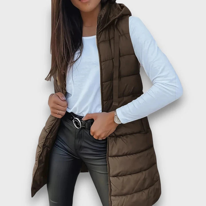 Women’s Longline Hooded Puffer Gilet