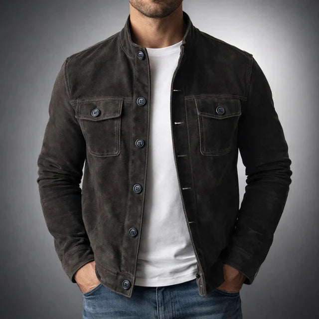 Men’s Button-Up Suede Jacket