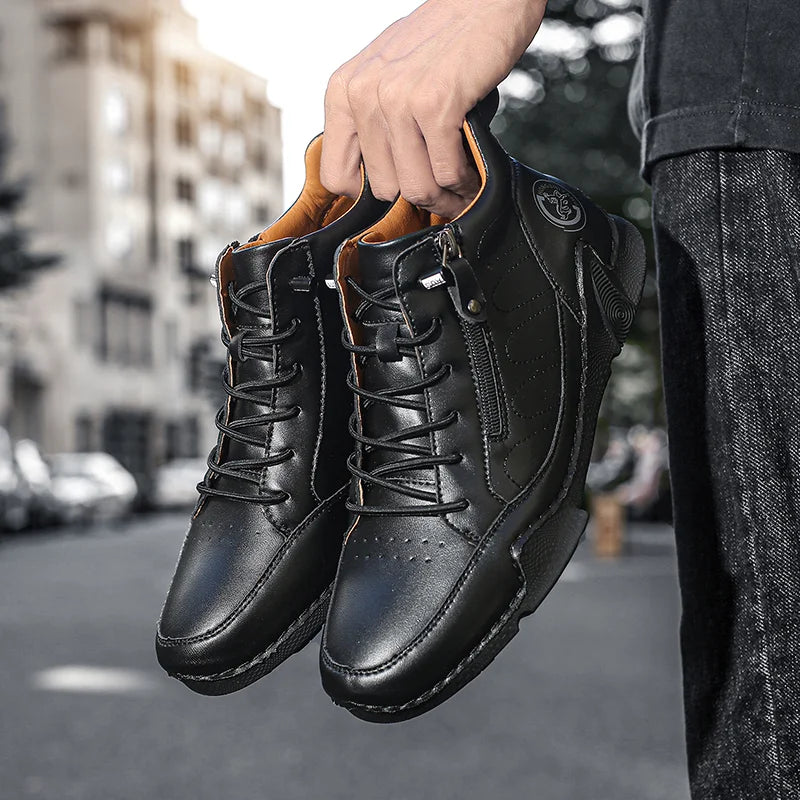 Men’s Wide-Toe Orthotic Waterproof Leather Slip-On Boots