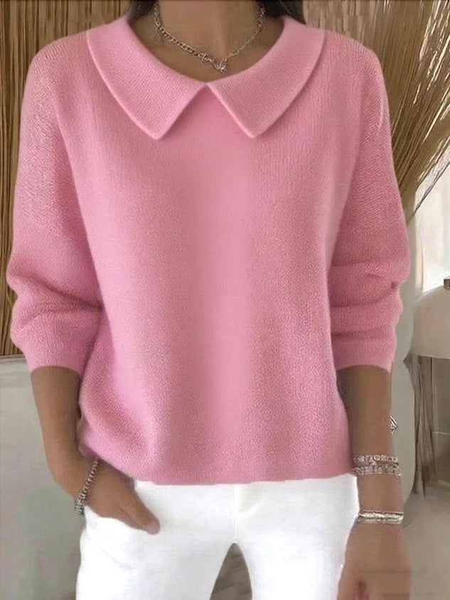 Women's Cotton Plain Long Sleeve Comfortable Sweater