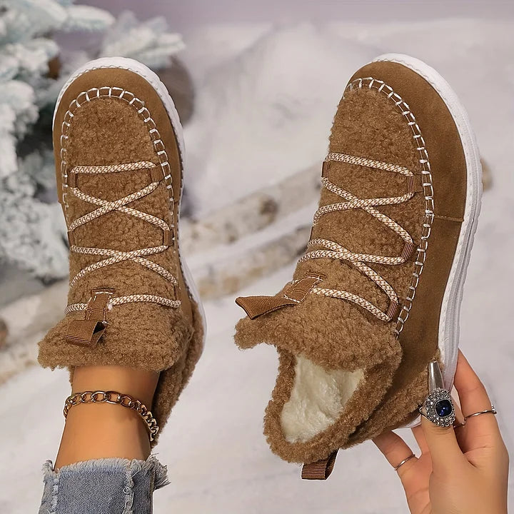 Women’s Fluffy Plush Patchwork Winter Boots
