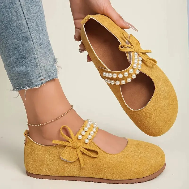 Women's Orthopaedic Pearl Bow Support Flats