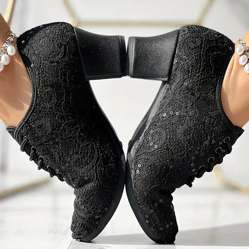 Closed Lace Latin Dance Heels