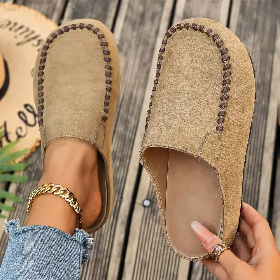 Women’s Vintage Stitch Leather Slip-On Mules