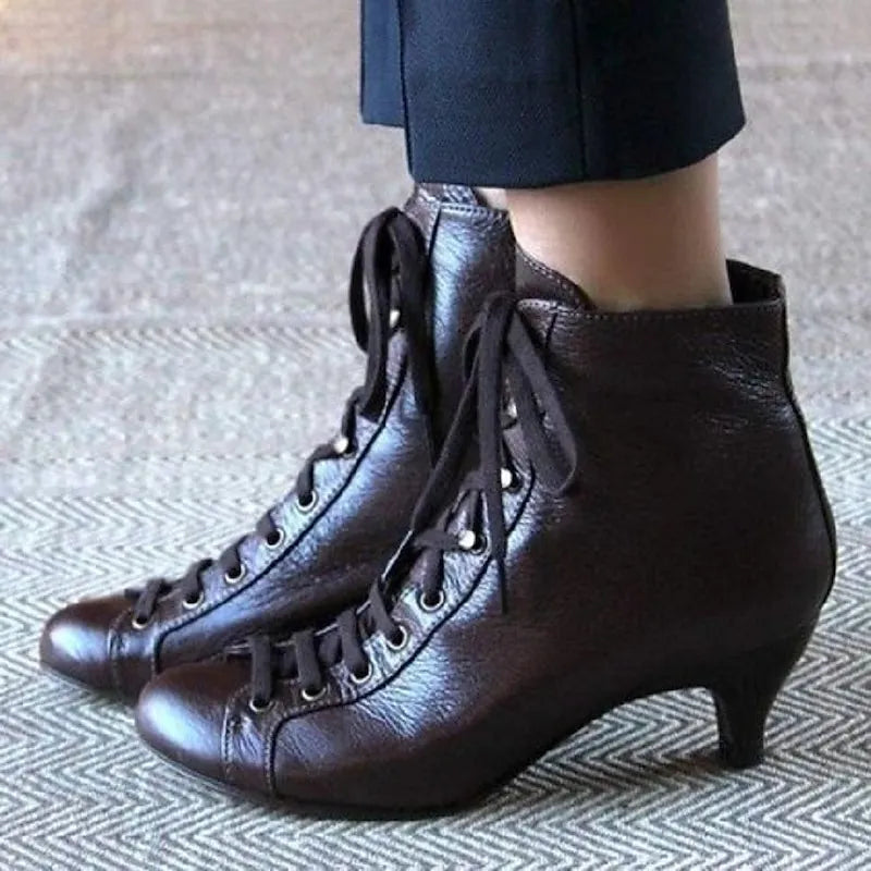 Women's White Lace-Up Victorian Ankle Boots