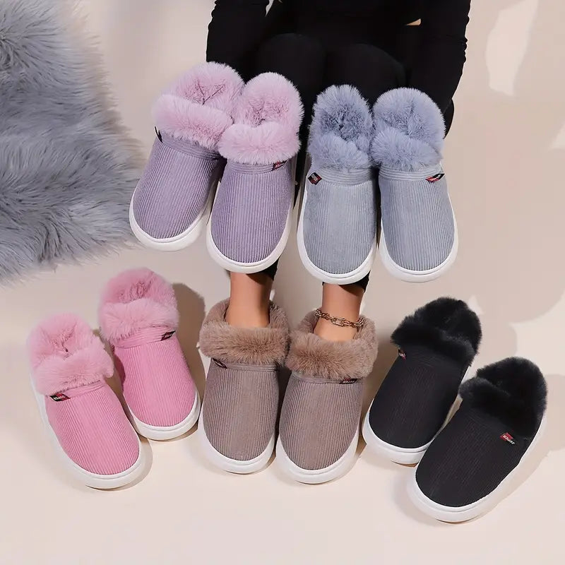 Unisex Warm Booties with Plush Lining - Non-Slip & Durable