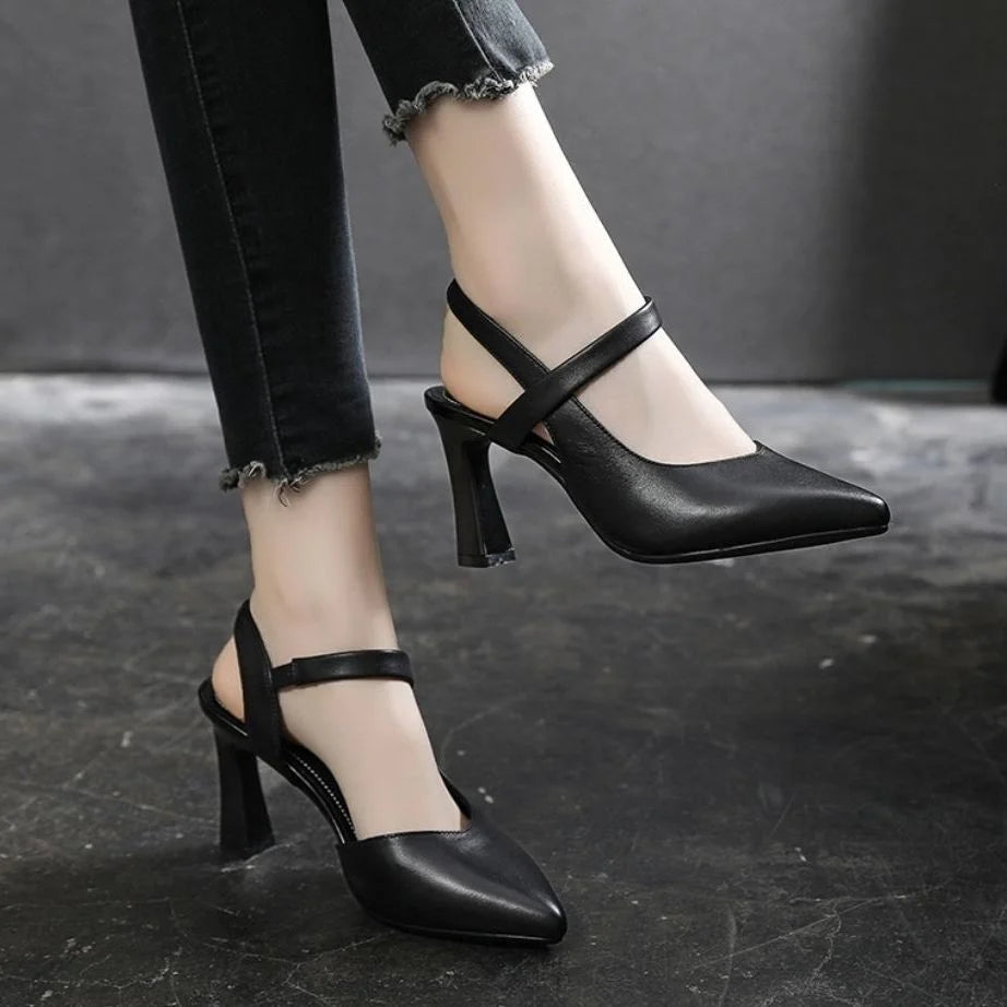 Women’s Soft-Leather Slingback Pointed-Toe Heels