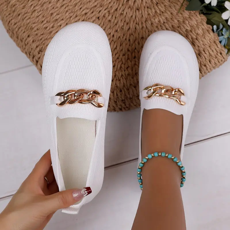 Plus Size Sparkle Flats - Breathable Slip-Ons