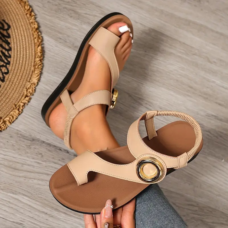 Women's Tan Slip-On Platform Sandals