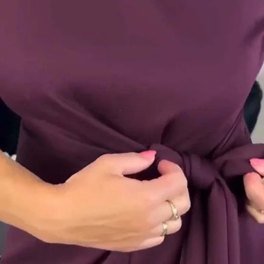 Women’s Elegant Midi Dress with Front Knot and Front Slit