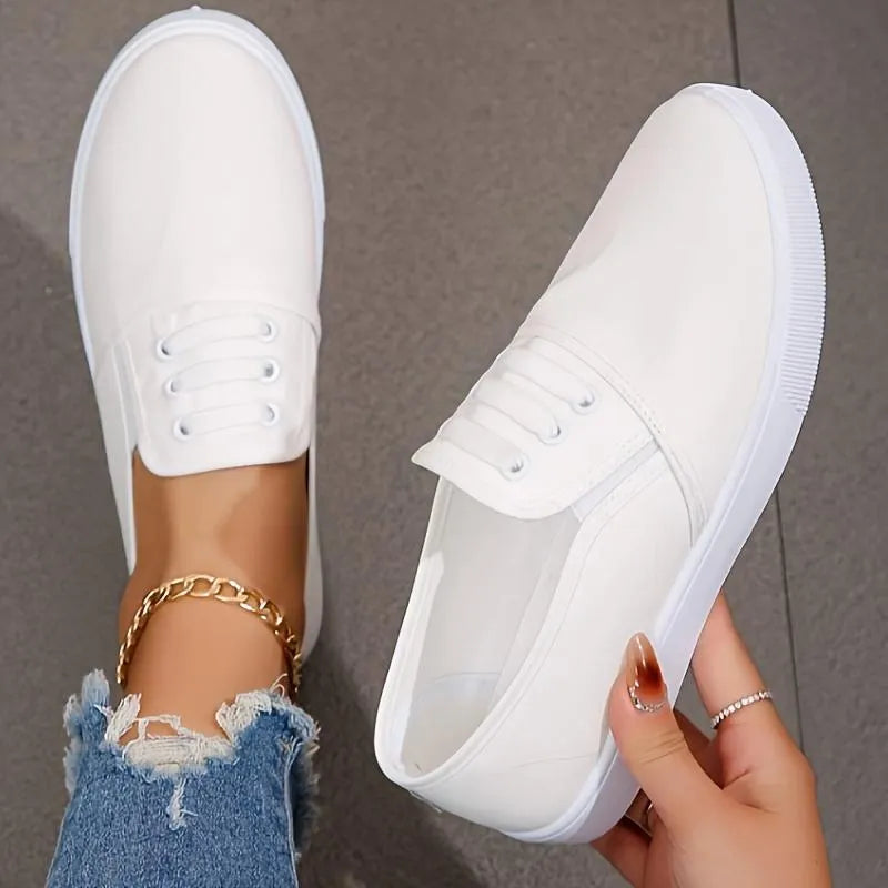 Women's Orthopaedic Canvas Slip-On Trainers - Lightweight & Comfortable