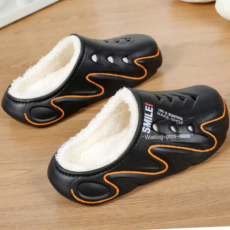 Men’s Plush-Lined Thick Sole Winter Cotton Slippers