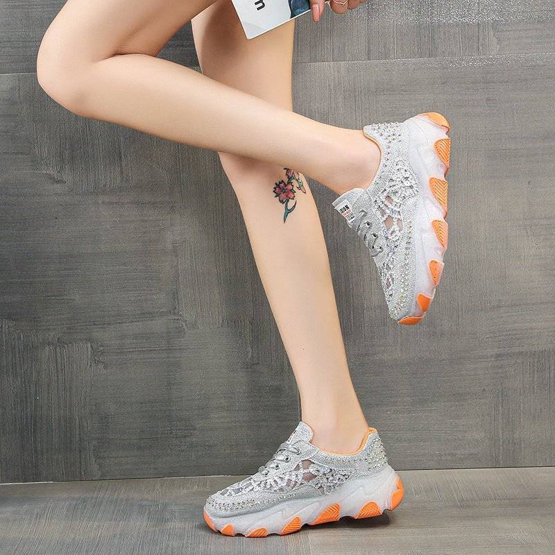 Women’s Sparkle Mesh Rhinestone Platform Trainers