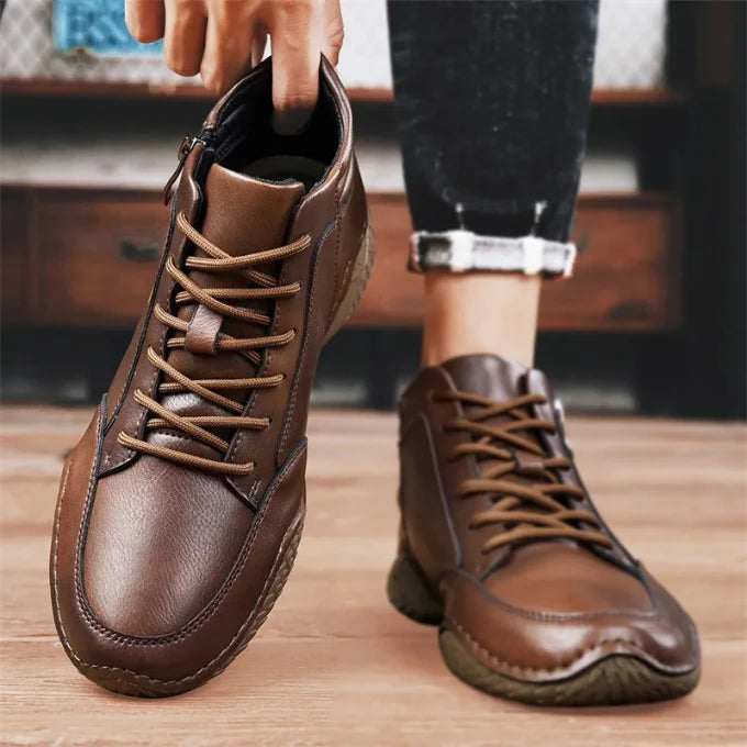Men’s Real Leather Mid-Ankle Boots