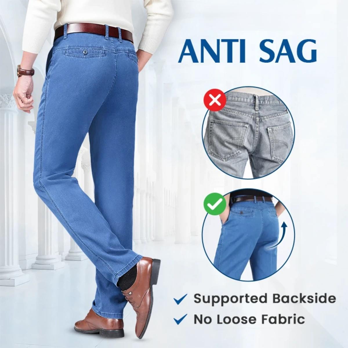 Men’s Stretch Straight-Leg Classic Jeans