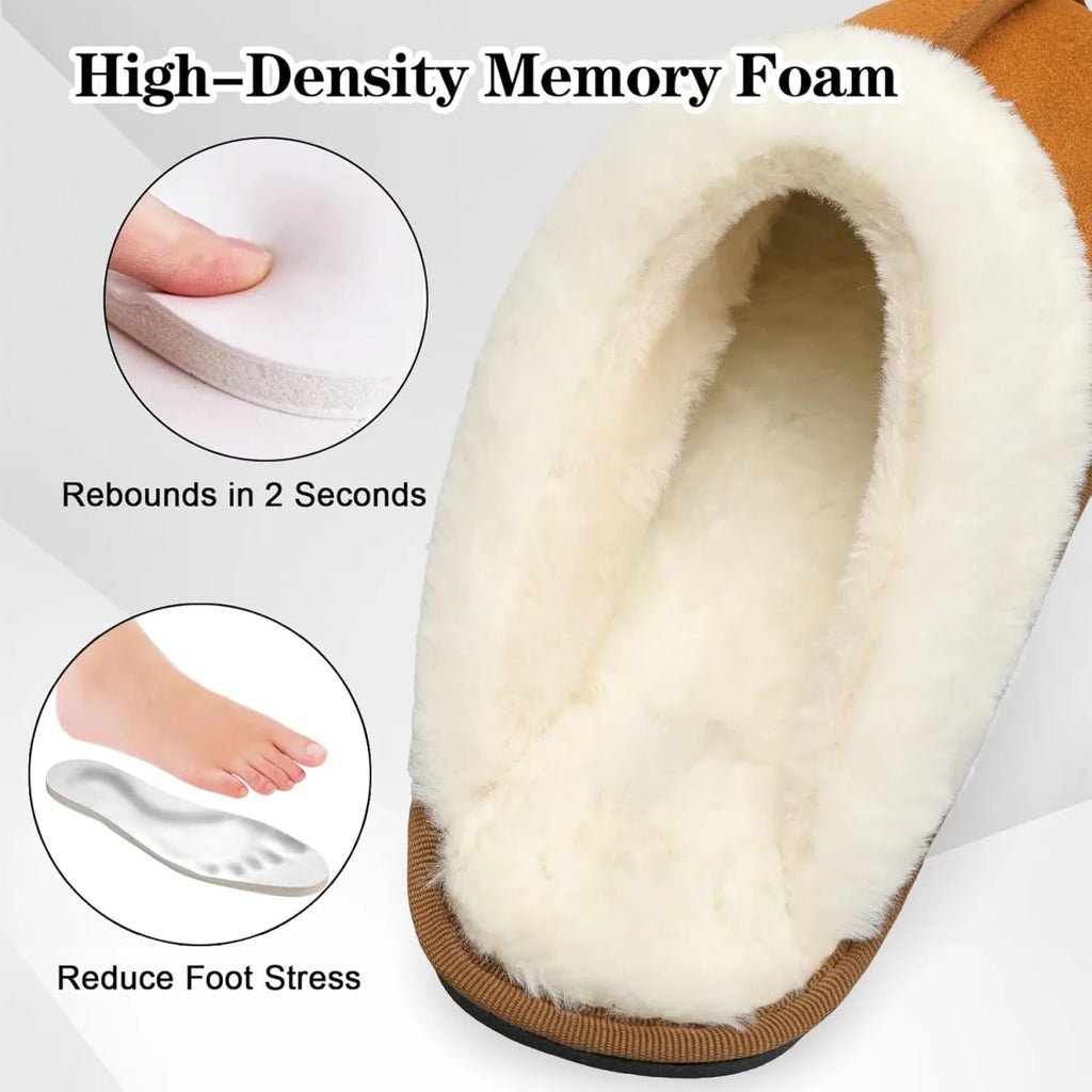 Plush Sheepskin-Lined Non-Slip Indoor–Outdoor Slippers