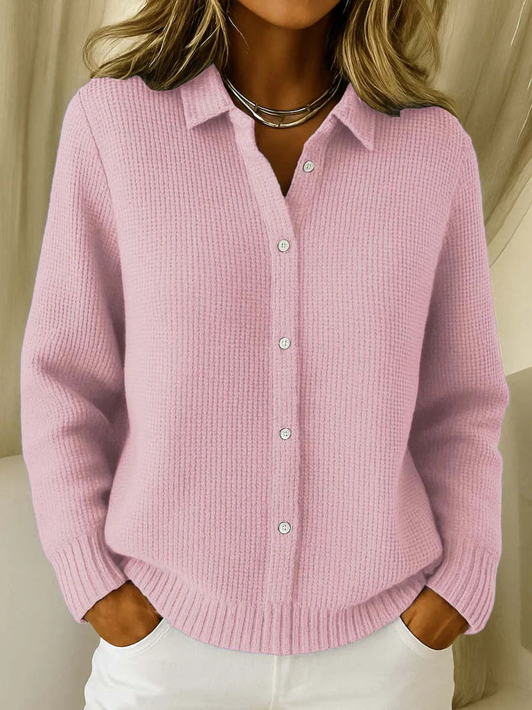 Women’s Classic Belted Button-Down Knit Shirt