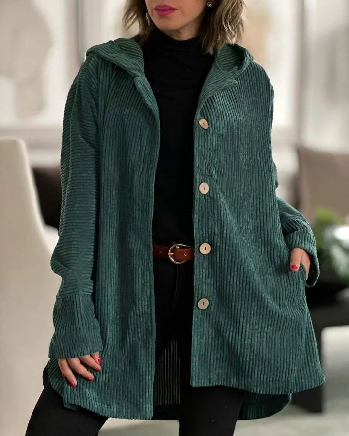 Women's Casual Corduroy Hooded Jacket