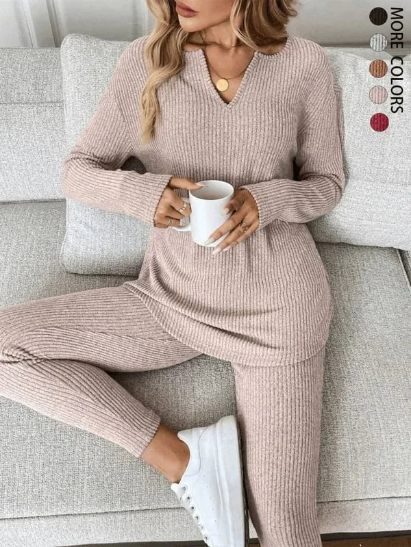 Women’s Ribbed Plush Knit Lounge Co-Ord Set