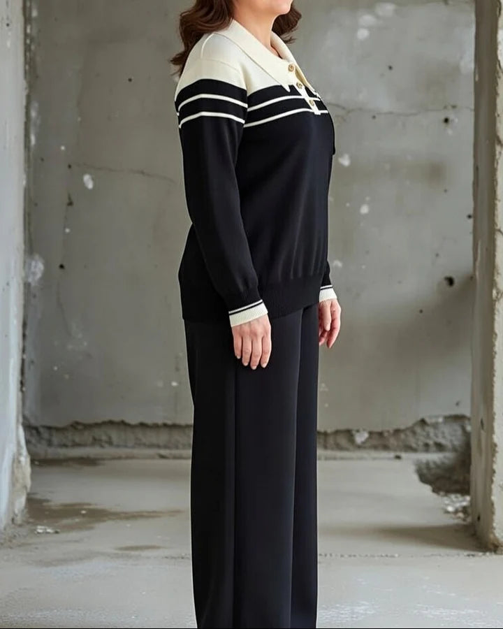 Women’s Contrast Collar Knit Co Ord Set