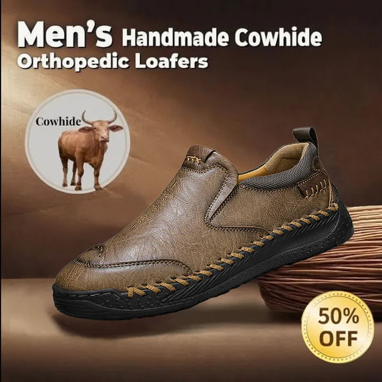 Men’s Genuine Leather Arch Support Slip-On Walking Shoes