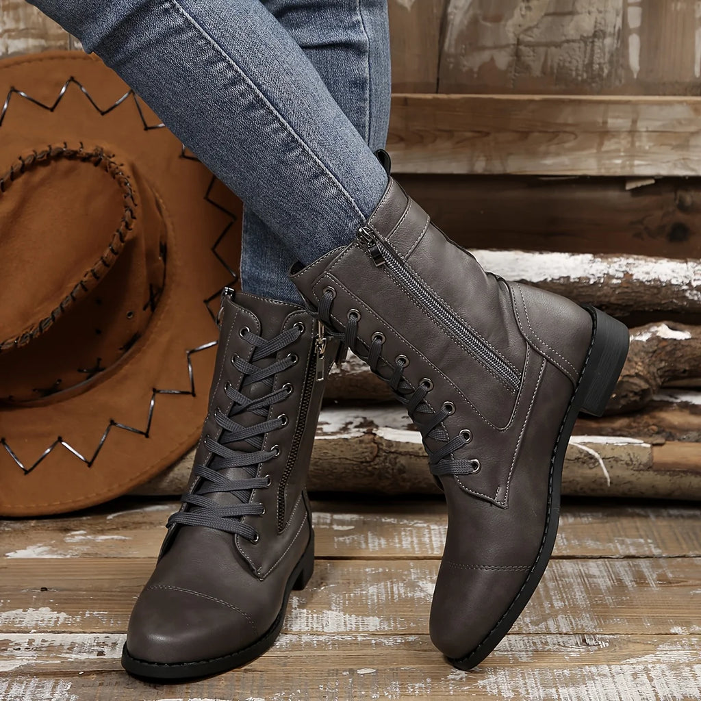 Women’s Classic Zipper Mid-Calf Orthopaedic Leather Boots