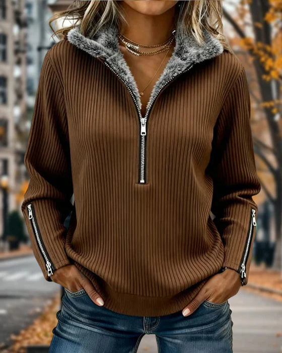 Women's Casual Demi-Zip Sweatshirt