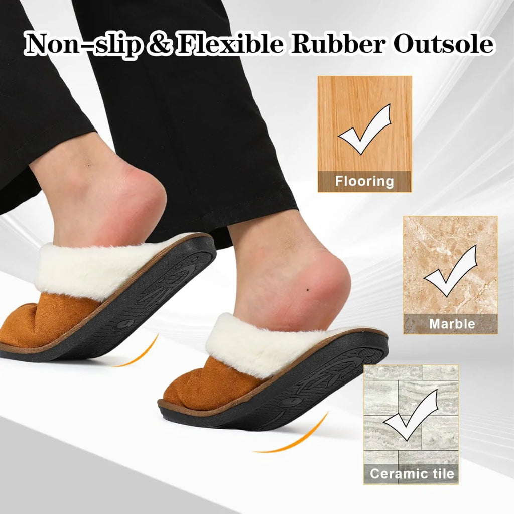 Plush Sheepskin-Lined Non-Slip Indoor–Outdoor Slippers